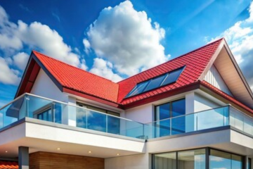 house with red roof color scheme