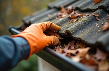 Installing Do It Yourself Gutter Guards on home gutters