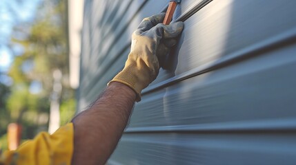 repair service by vinyl siding contractors fixing damaged siding panels